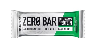 Fehérjeszelet, gluténmentes, 50g, BIOTECH USA "Zero Bar", csokoládé-mogyoró